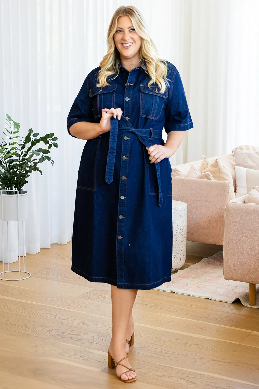 Turner Denim Midi Dress Dark Indigo