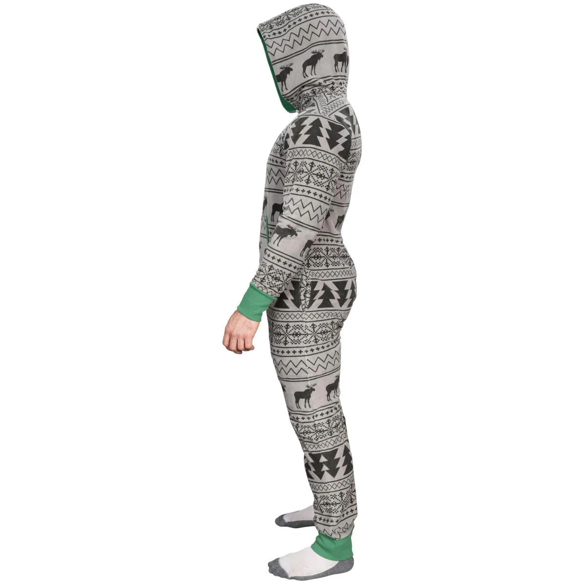 Ugly Christmas Sweater Style Fair Isle Jumpsuit Adult Union Suit Unisex Pajamas