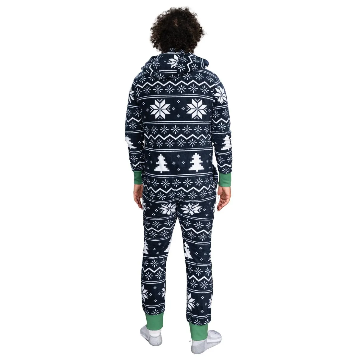 Ugly Christmas Sweater Style Fair Isle Jumpsuit Adult Union Suit Unisex Pajamas