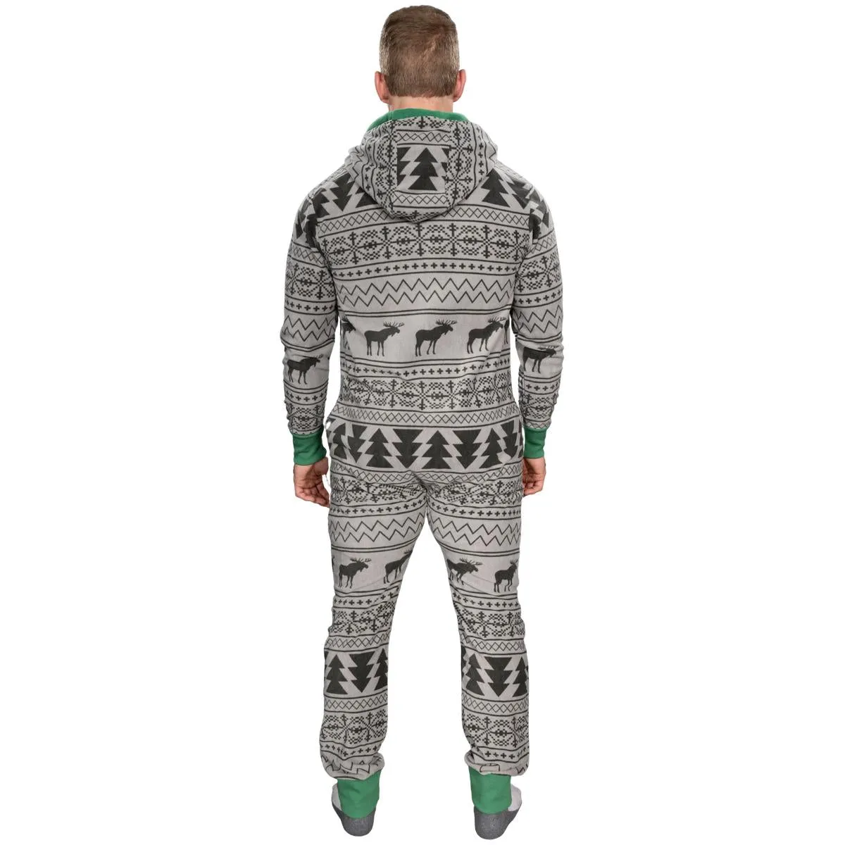 Ugly Christmas Sweater Style Fair Isle Jumpsuit Adult Union Suit Unisex Pajamas