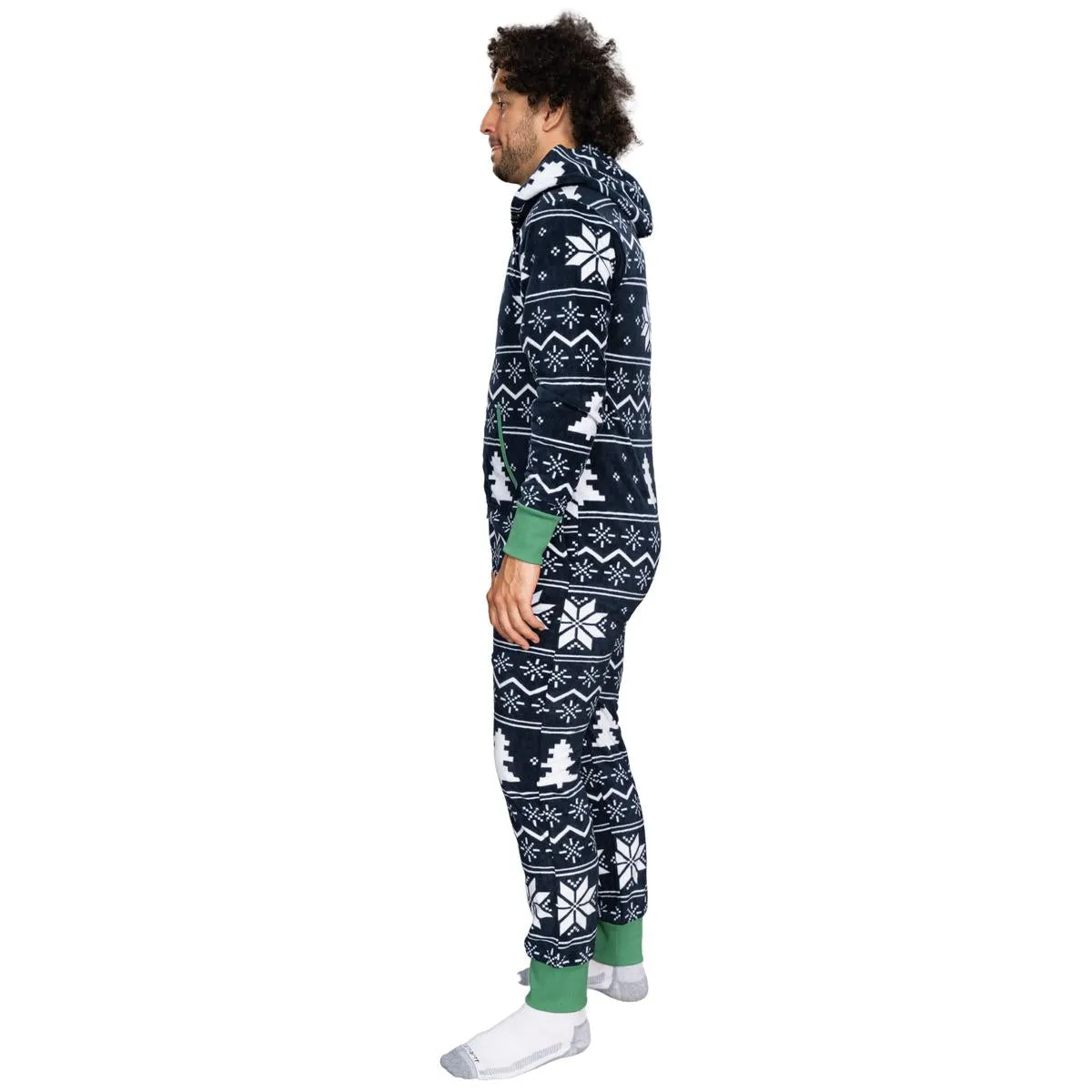 Ugly Christmas Sweater Style Fair Isle Jumpsuit Adult Union Suit Unisex Pajamas