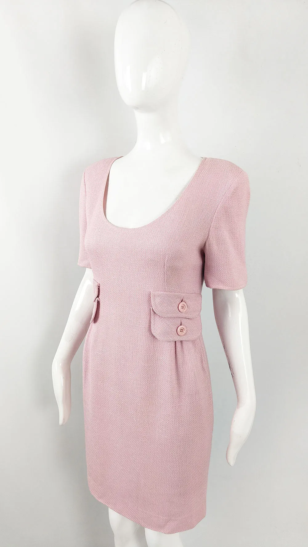 Valentino Vintage Womens Pink Linen Dress, 1980s