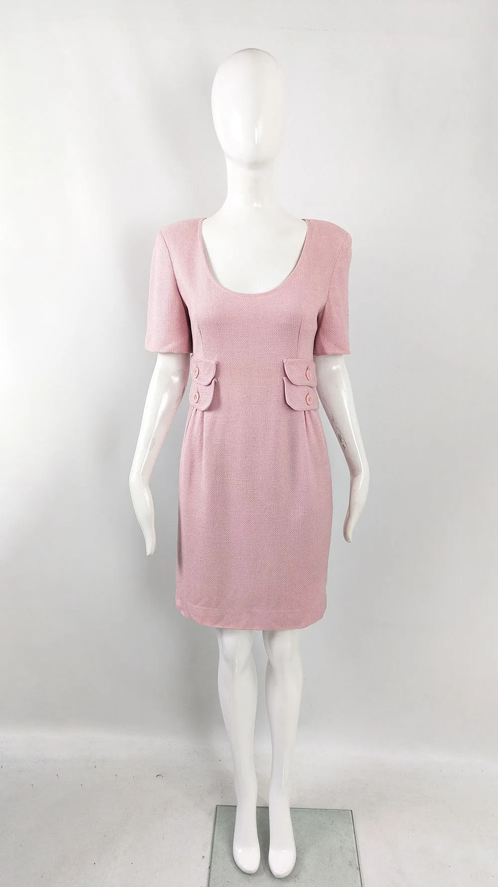 Valentino Vintage Womens Pink Linen Dress, 1980s