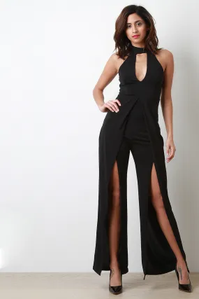 Vent Slit Keyhole Jumpsuit