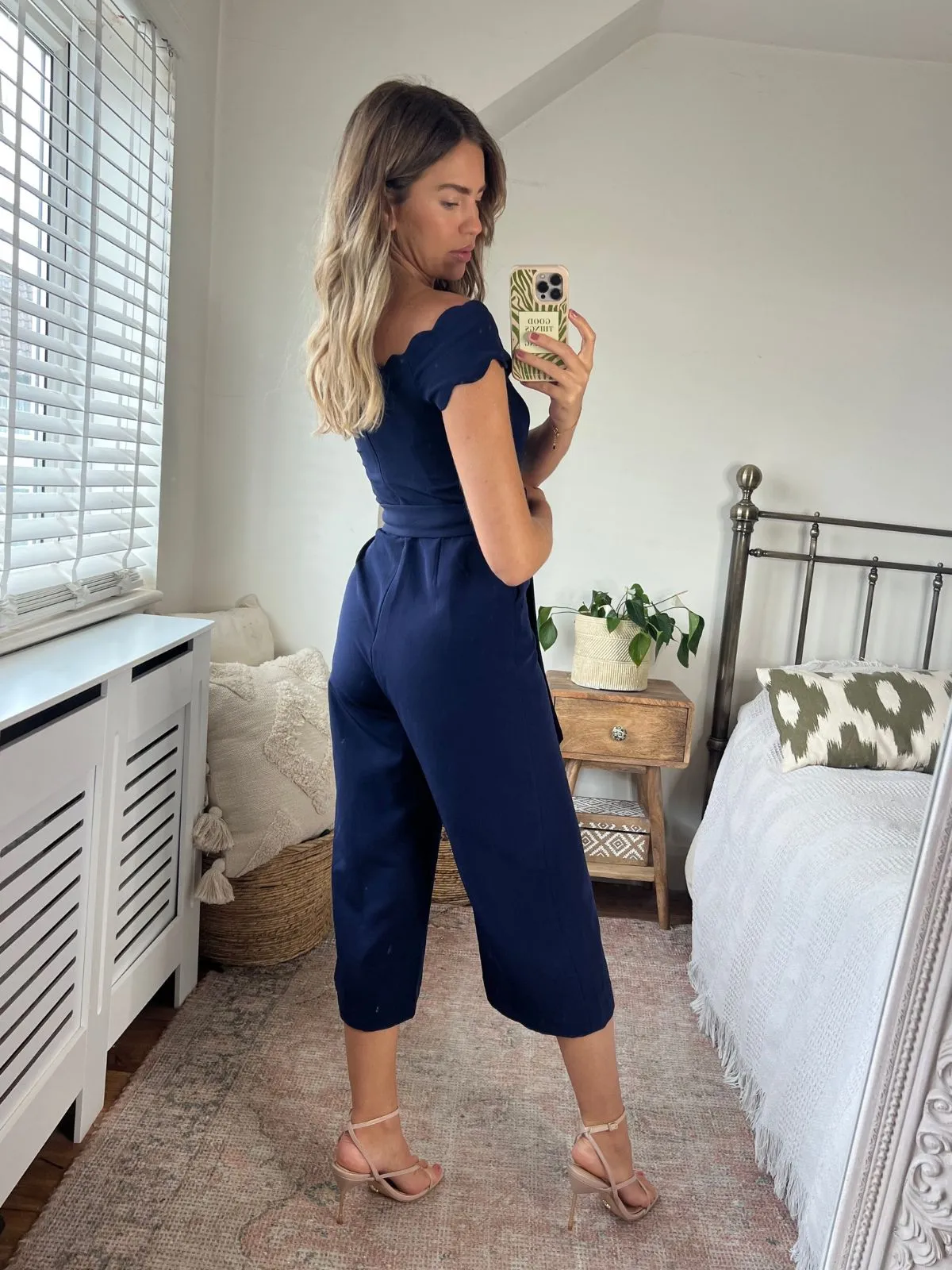 Verity Scallop Detail Jumpsuit / Navy