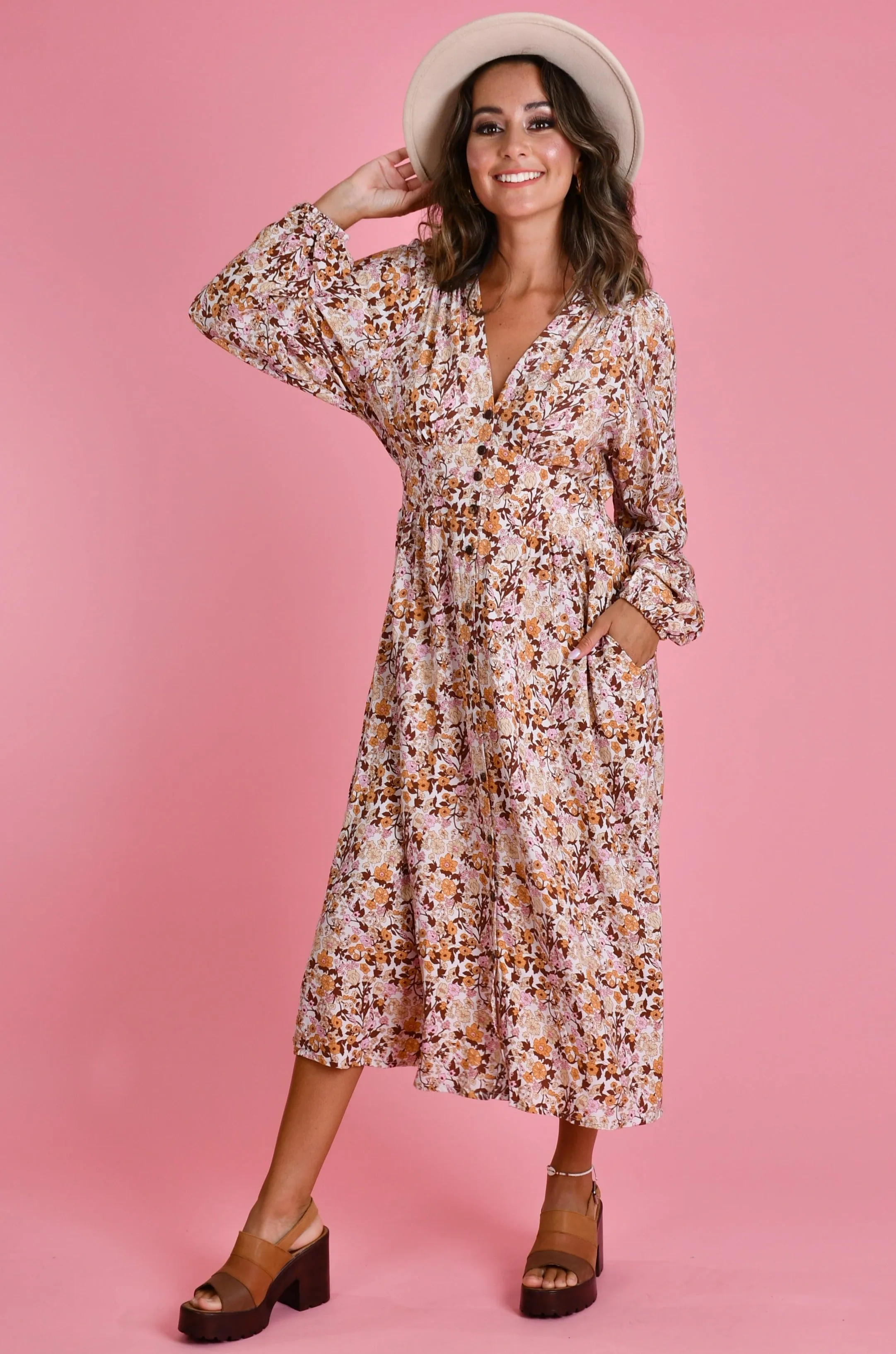 VGLD626 - JULIETTE MIDI DRESS - VINTAGE BLOOM