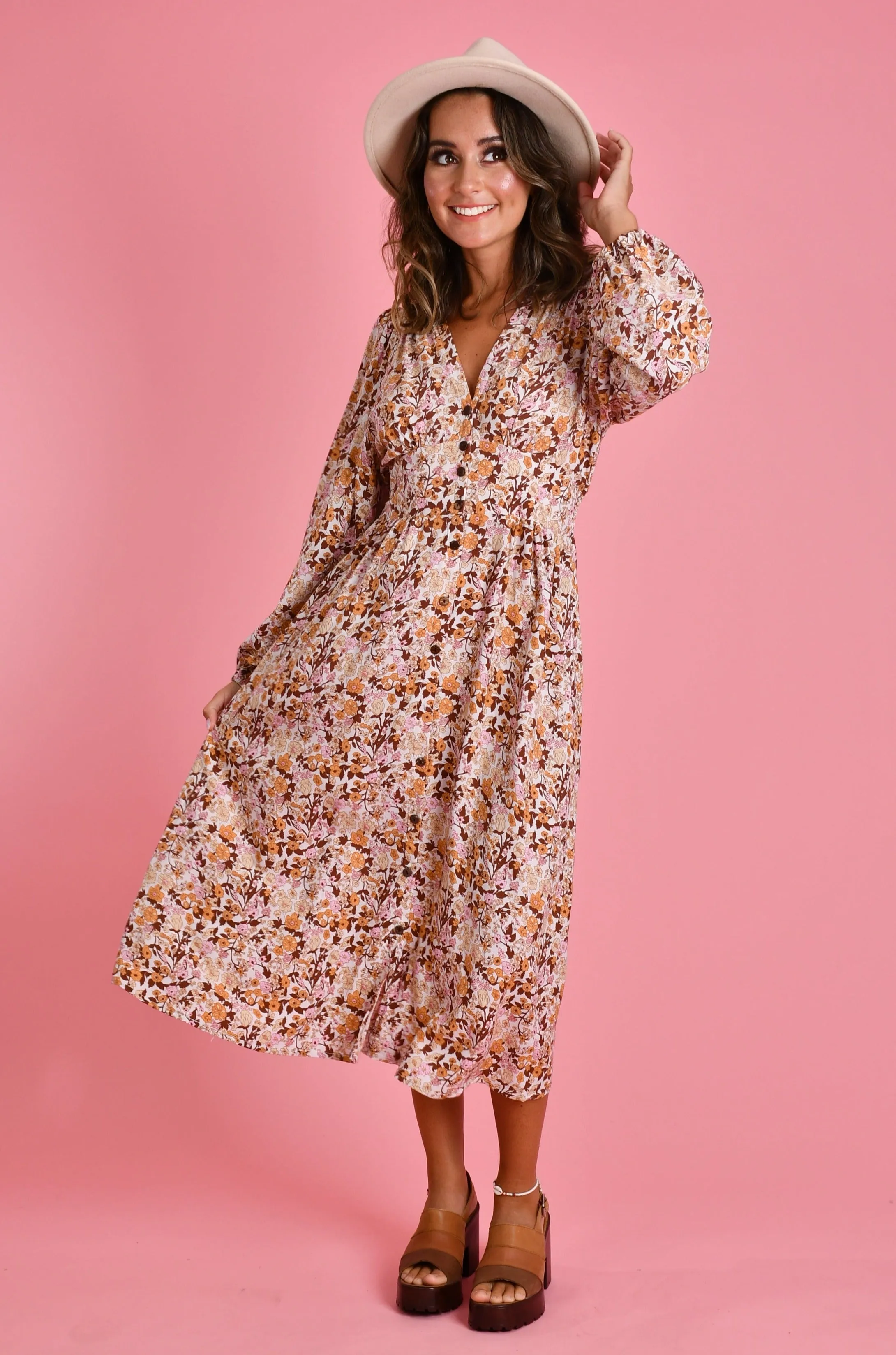 VGLD626 - JULIETTE MIDI DRESS - VINTAGE BLOOM