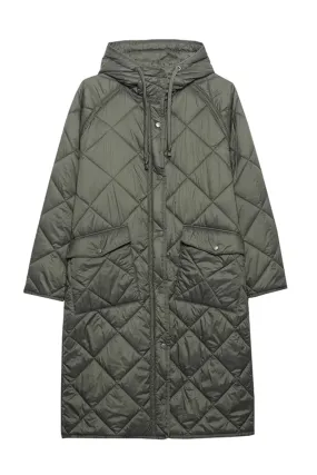 'Vilma' Quilted Hooded Cotton Coat Jacket