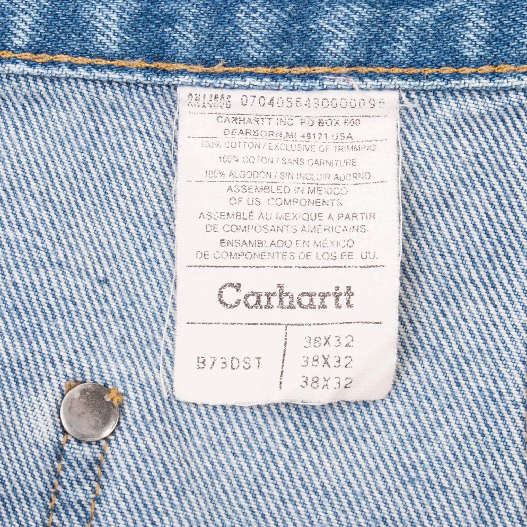 VINTAGE CARHARTT DOUBLE KNEE CARPENTER BLUE JEANS B73DST SIZE 38X32