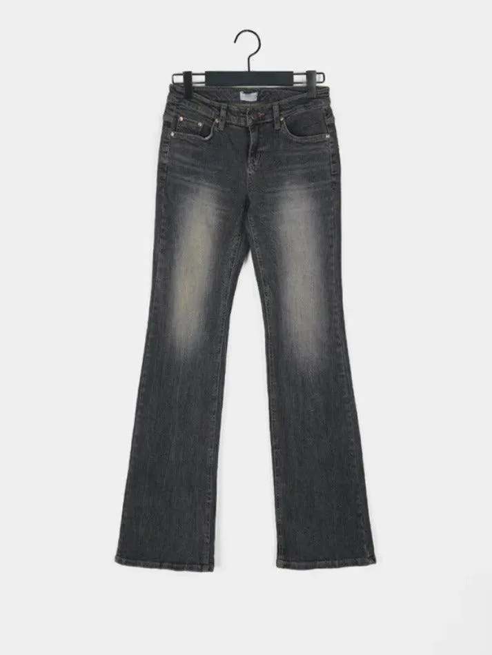 Vintage Low Rise Wash Flare Jeans