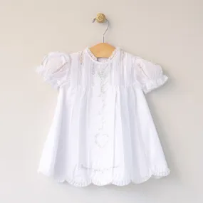 White Dress with Pink Heart Embroidery