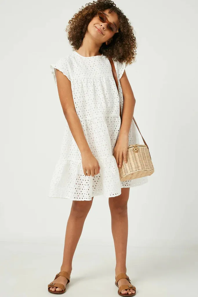 White Eyelet Flutter Dress