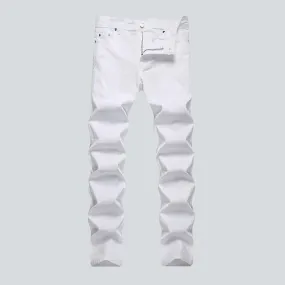 White stretch jeans for men