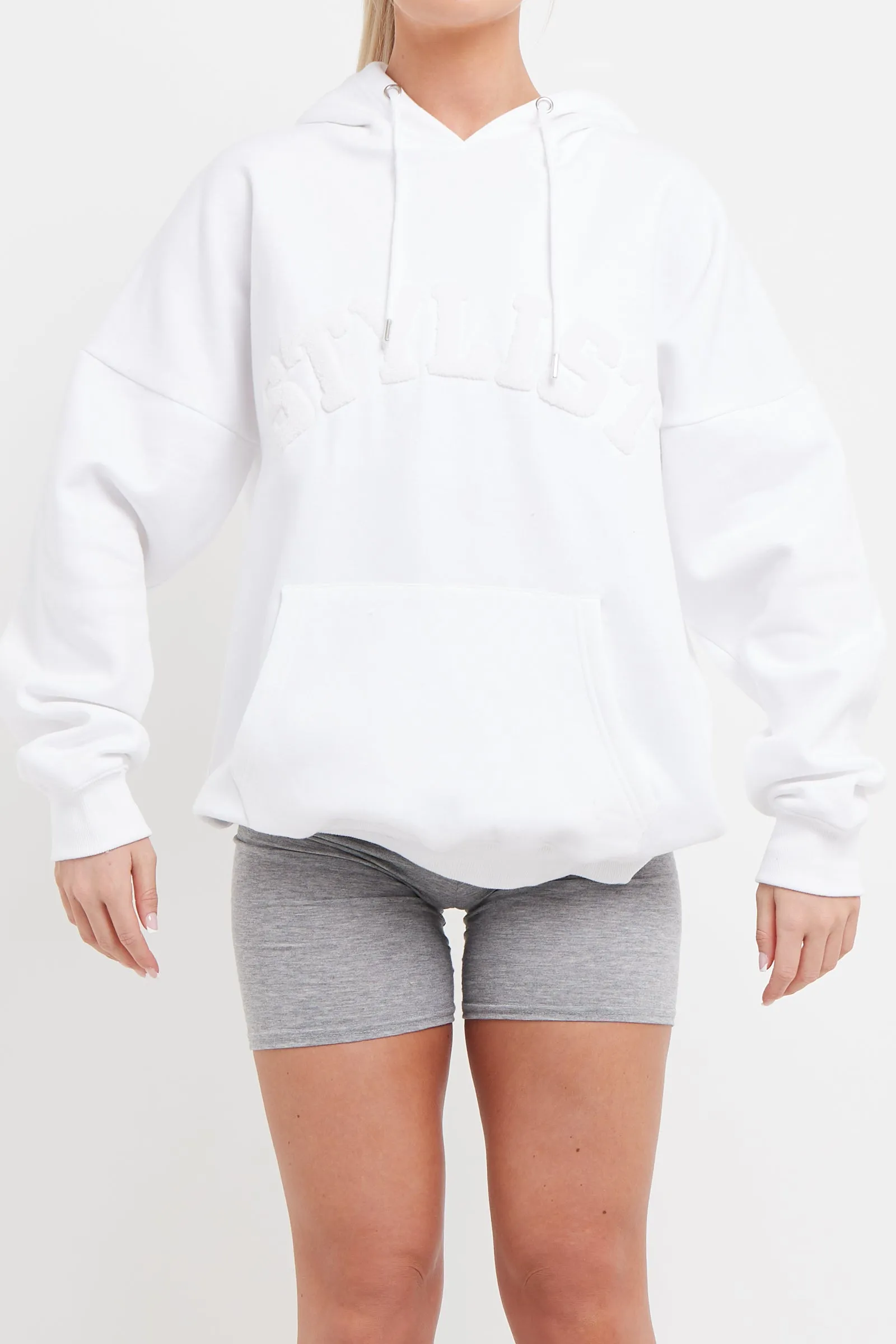 WHITE STYLIST SLOGAN OVERSIZED HOODIE