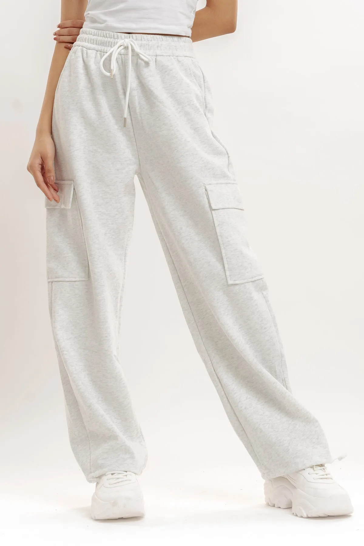 White Wide Leg Cargo Trouser