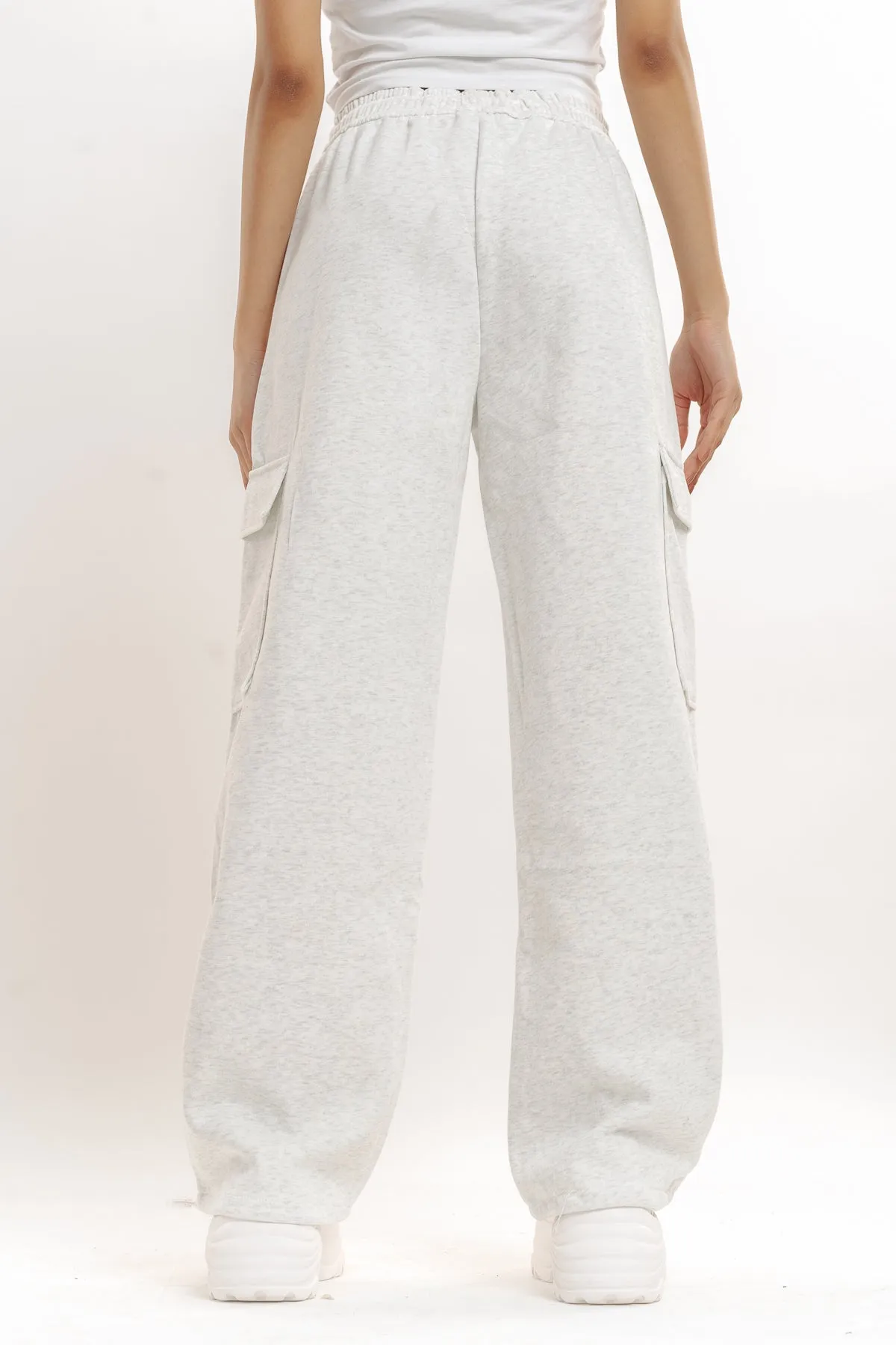 White Wide Leg Cargo Trouser