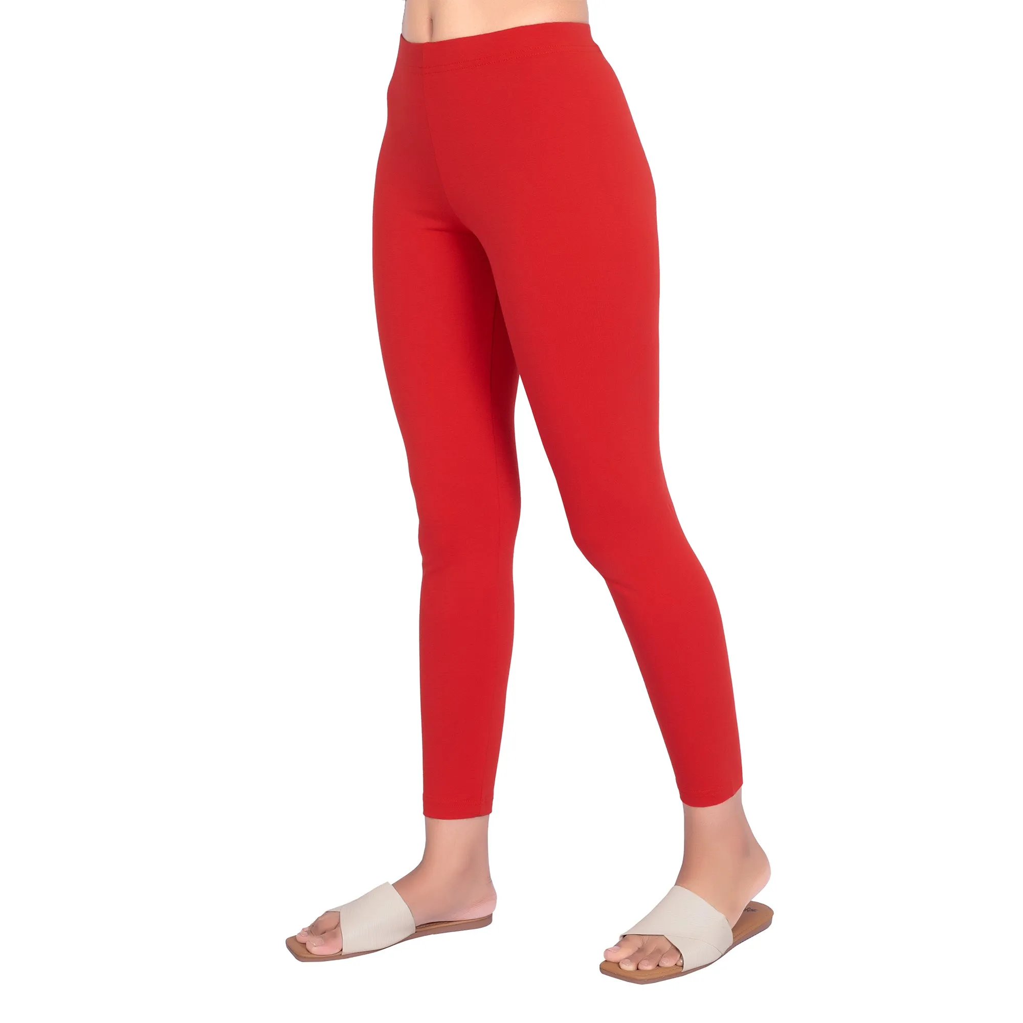 Women Classic Red Ankle Length Legging