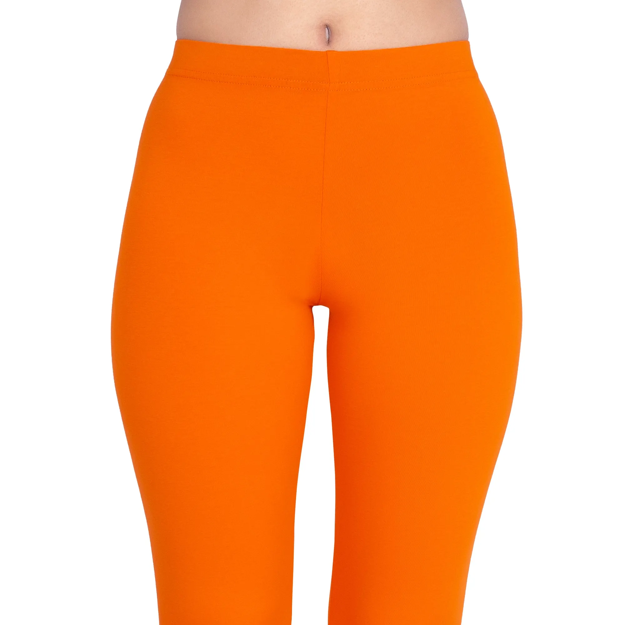 Women Dark Orange Ankle Length Legging