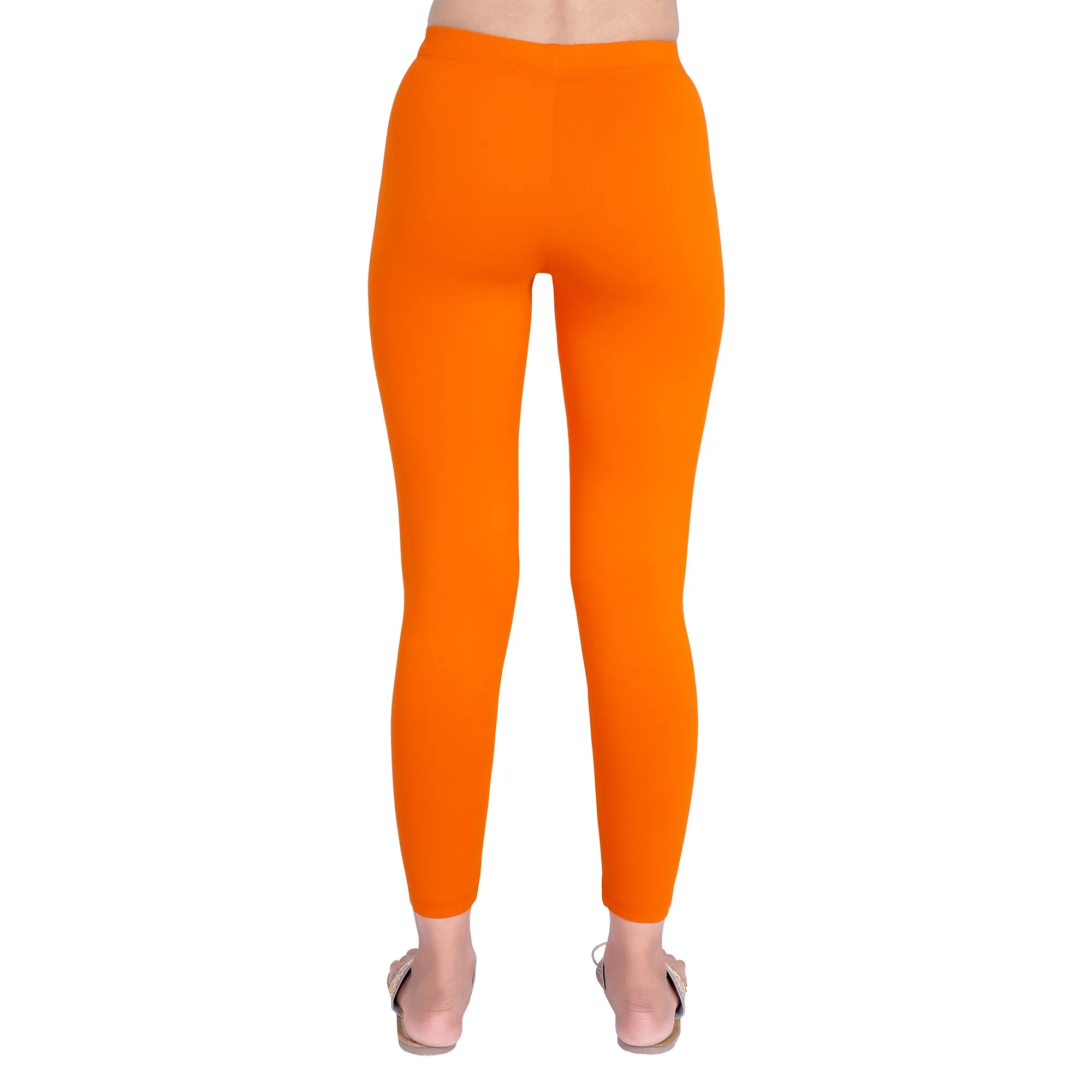 Women Dark Orange Ankle Length Legging