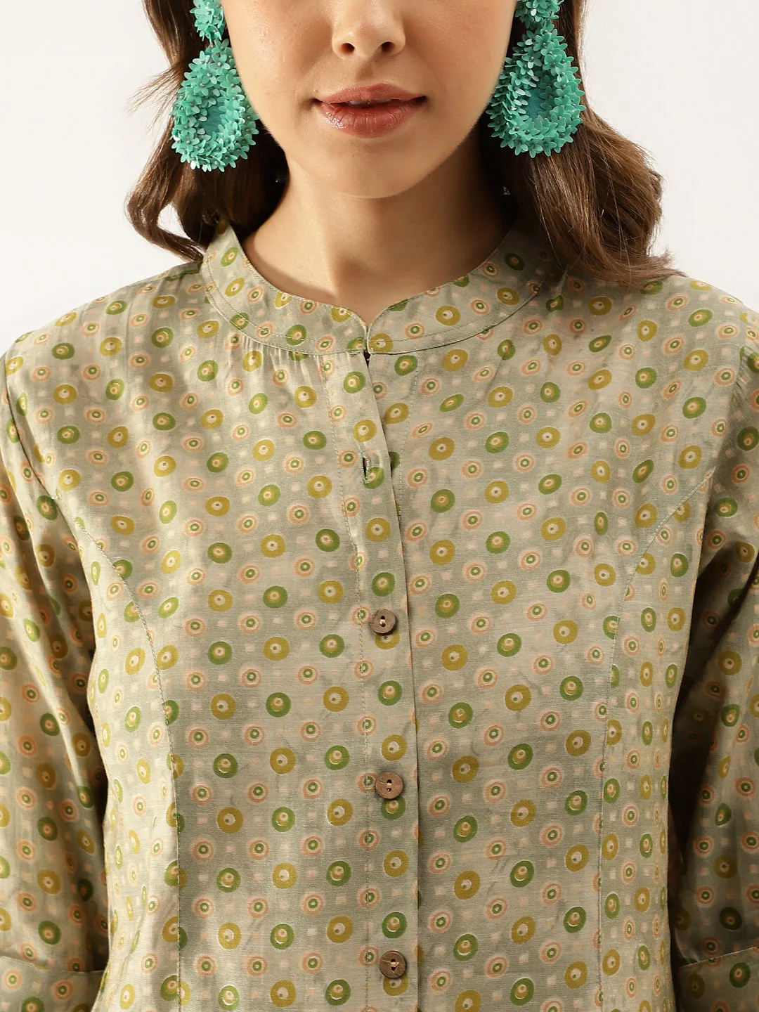 Women Green Floral Printed Top