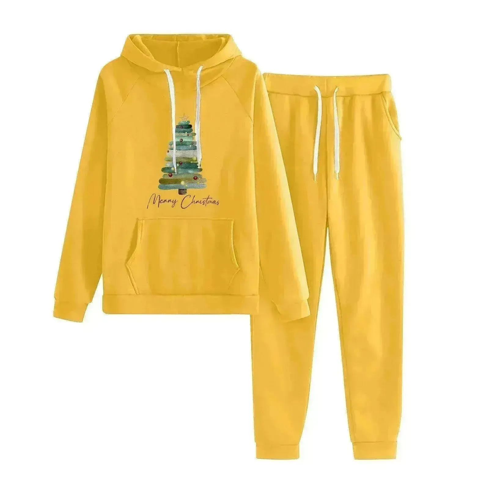 Women Loose Plus Size Long Sleeve Christmas Hoodie Outfit set 2pcs