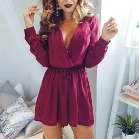 Women Spaghetti Strap V-neck Sexy Jumpsuit