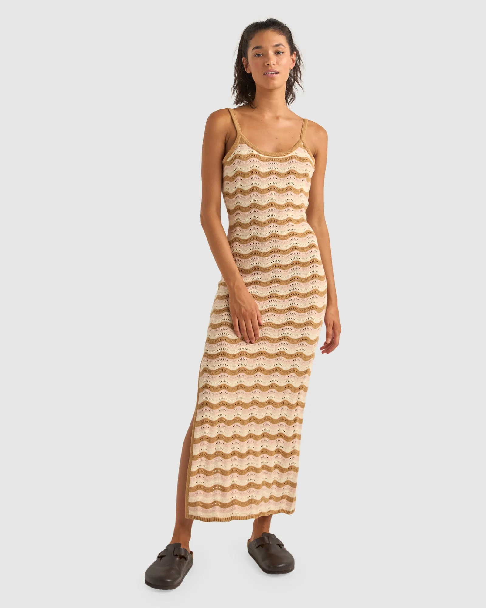 WOMENS ARIES STRIPE KNIT MIDI DRESS