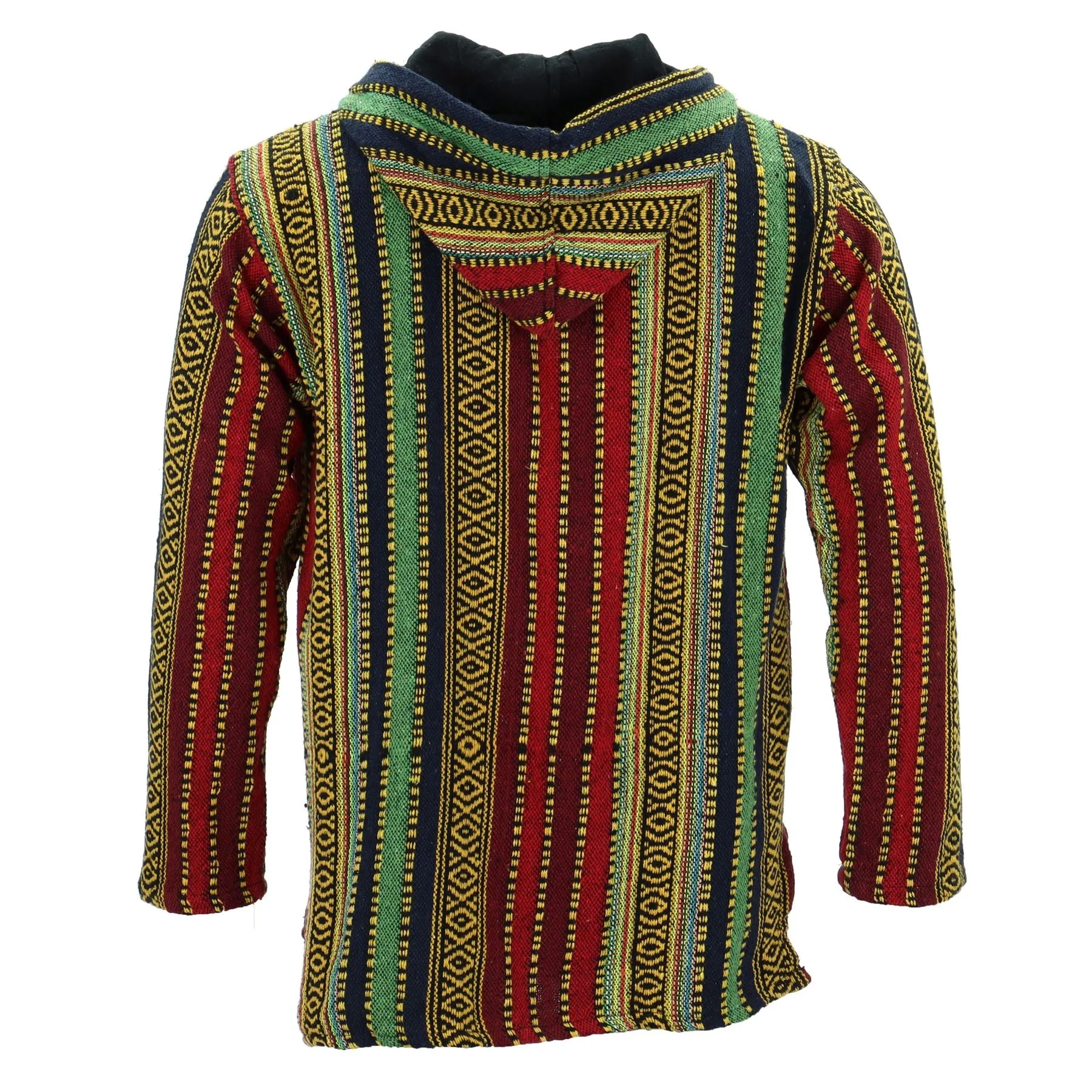 Woven Gheri Cotton Baja Hoodie - Red Green