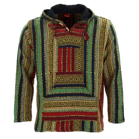 Woven Gheri Cotton Baja Hoodie - Red Green