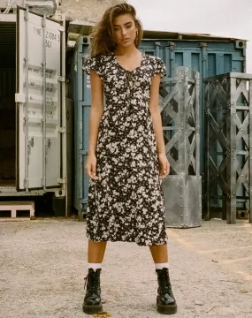 Youki Midi Dress in Dark Wild Flower