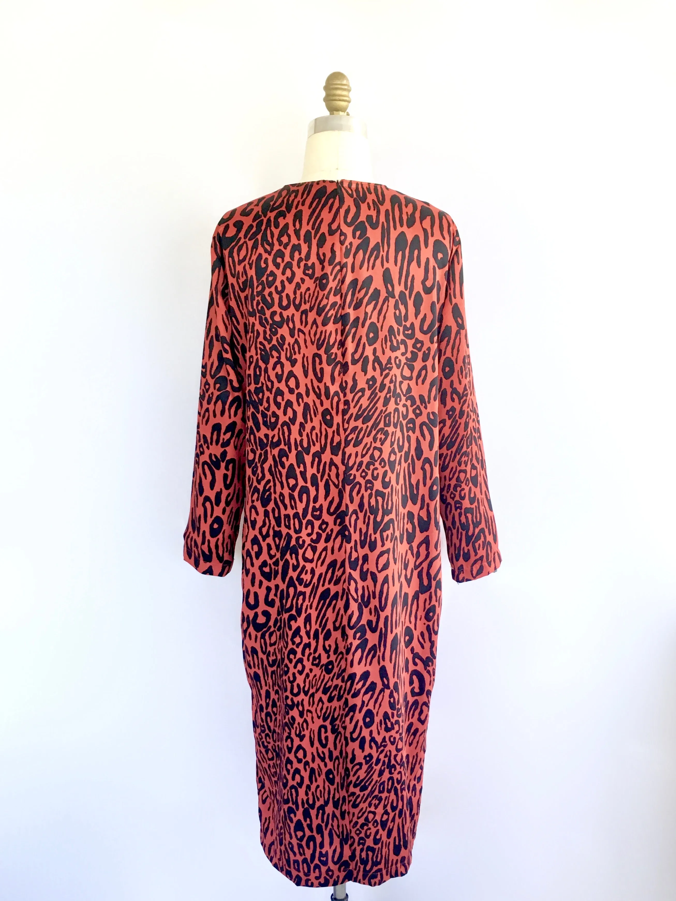 ZARA Women's dress red leopard long sleeve midi dress, M