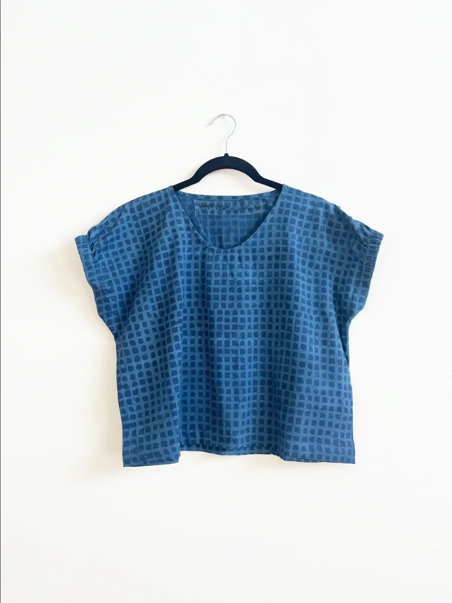 Zélia Top Indigo Check (XS-XXL)